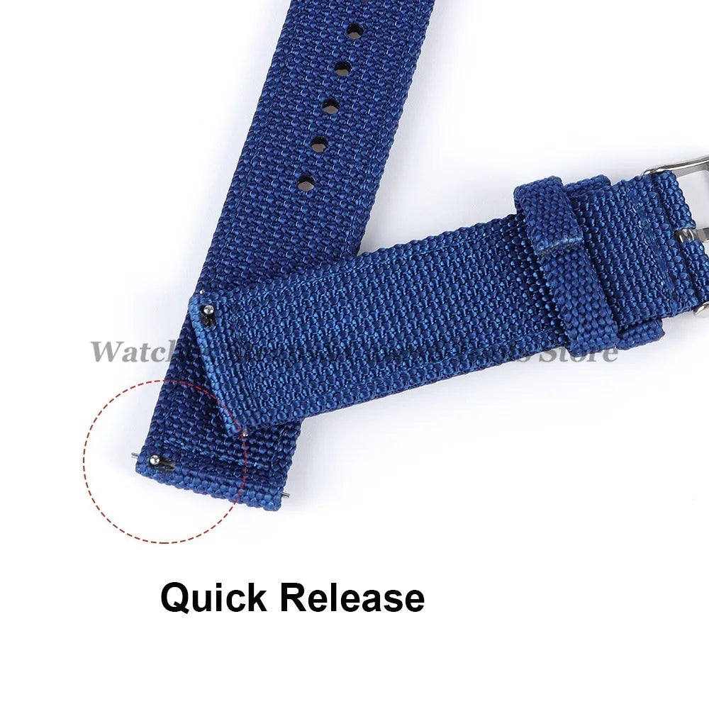 18mm 20mm 22mm 24mm Nylon Canvas Watchband Woven Soft Universal Bracelet for Seiko for Huawei Watch Men Women Quick Release Band