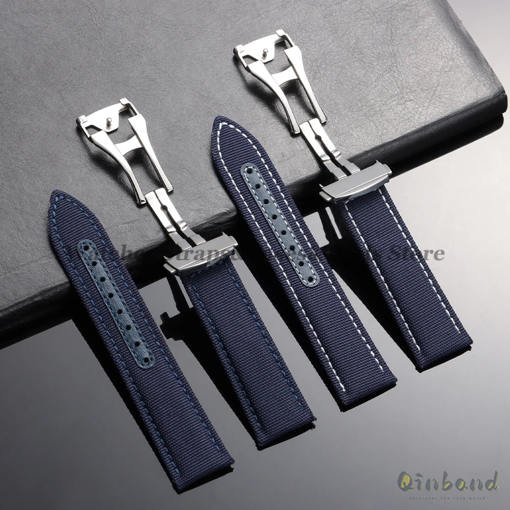 20mm 22mm Nylon Canvas Watch Band For Omega Seamaster 300 Watch Strap Folding Buckle Men Women Sport Waterproof Leather Bracelet