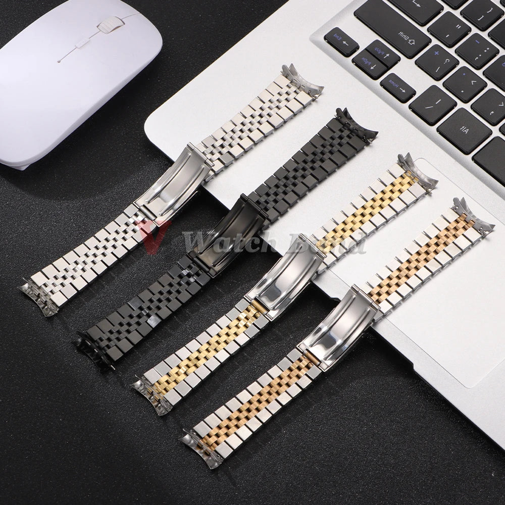 19mm 20mm 21mm Curved End Stainless Steel Watch Bands for Rolex DATEJUST for Jubilee Solid Strap Bracelet Men Woman Watchband