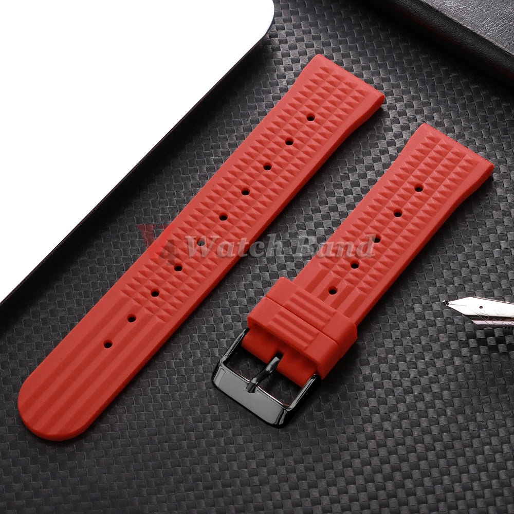 Premium Rubber Band for Seiko Watch Strap 20mm 22mm Flat-end Universal Silicone Rubber Bracelet Wrist Strap Soft for Smartwatch