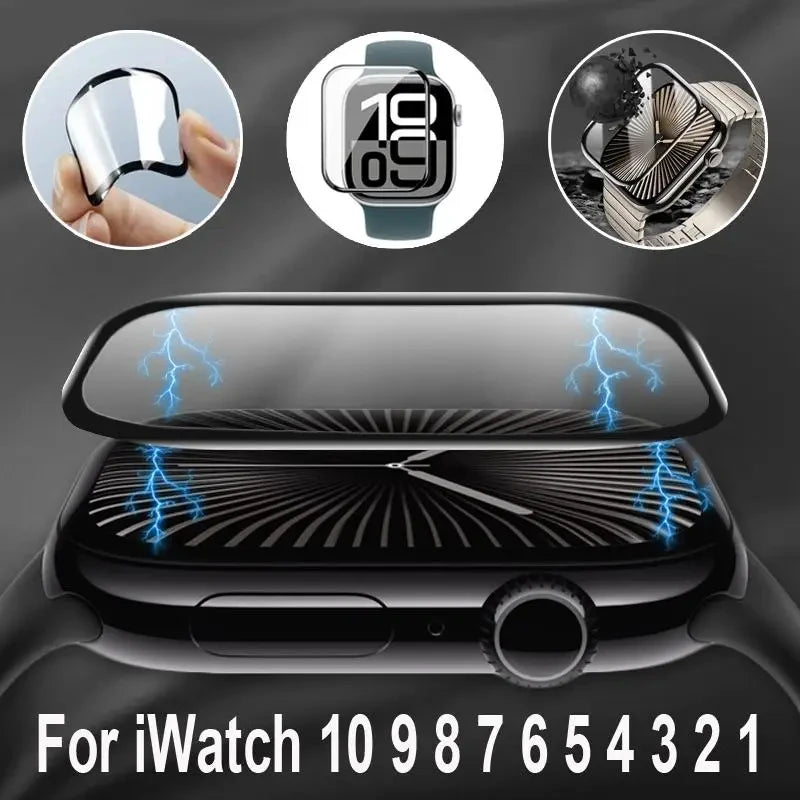 HD Soft Glass For Apple Watch 46mm 42mm Clear Screen Protector Films For Iwatch Series 10 Ultra 49mm 45/41mm Hydrogel Film