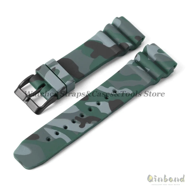Soft Silicone Watch Band 22mm for Seiko for Rolex Waterproof Camouflage Rubber Watch Strap Bracelet Sport Watch Replacement Belt