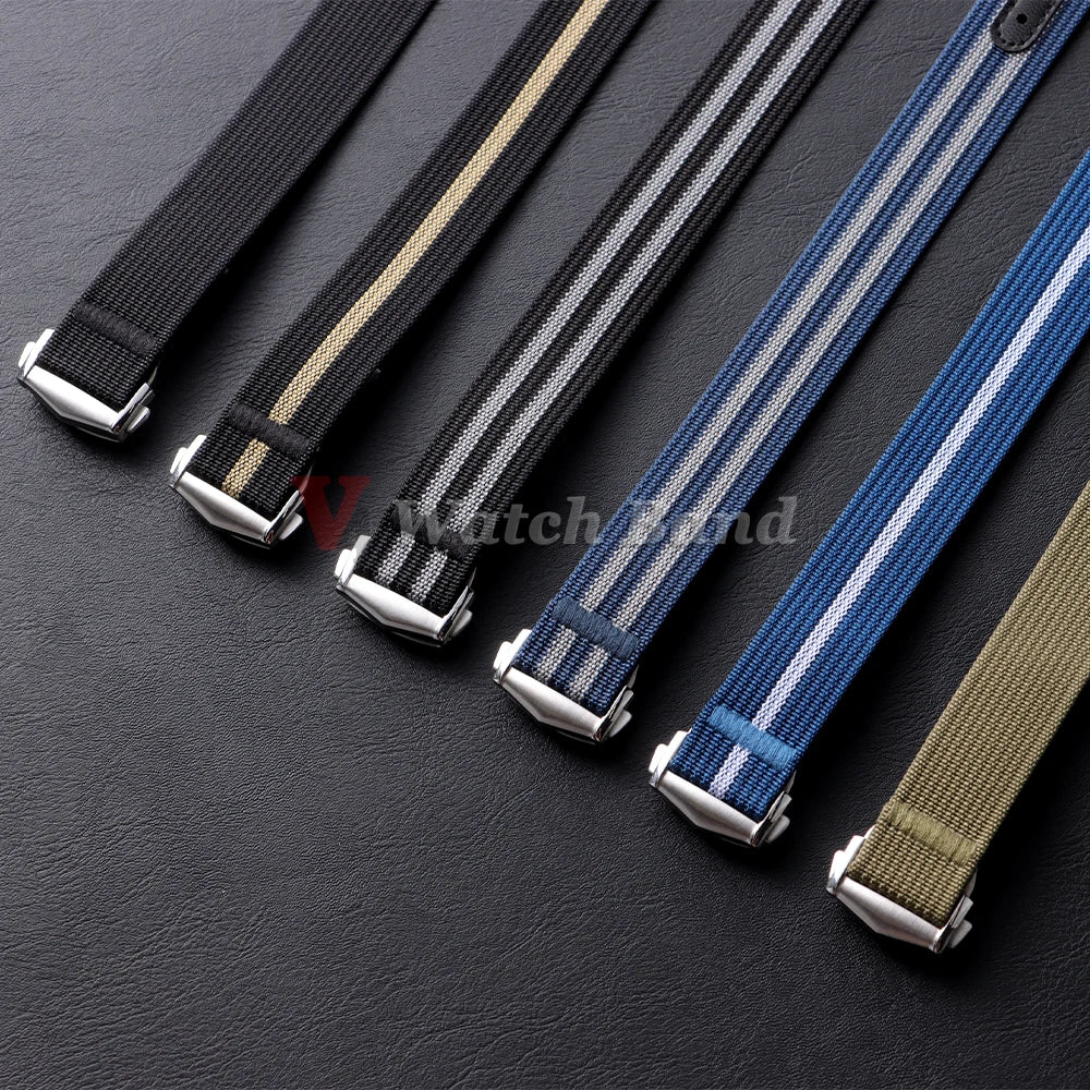 Canvas Nylon Watch Strap 20mm for Omega for Swatch for MoonSwatch for Seiko Men Women Sport Waterproof Folding Buckle Watchband