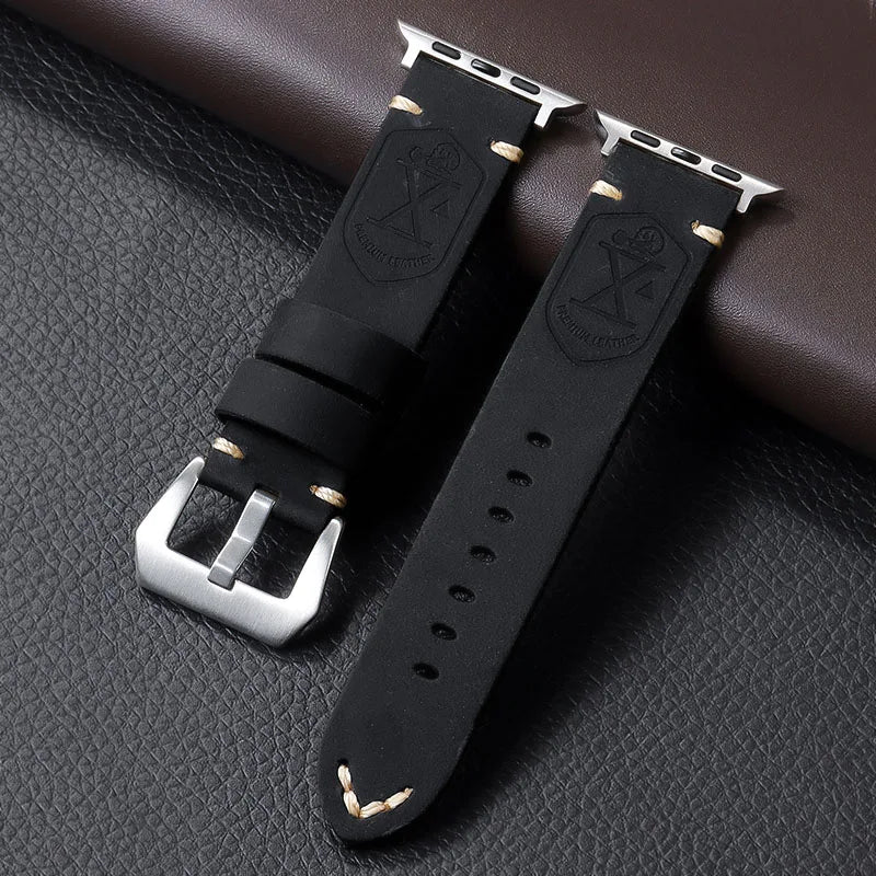 Durable Retro Leather Strap for Apple Watch Band 44mm 49mm 45mm 46mm 42mm 40mm 41mm Bracelet IWatch Series Ultra 10-9-8-7-6-5-SE