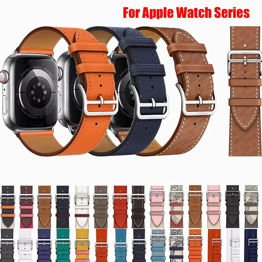 Vintage Leather Strap For Apple watch band 44mm 49mm 45mm 42mm 46mm 40mm correa bracelet iWatch series 7 8 6 SE ultra Watchband