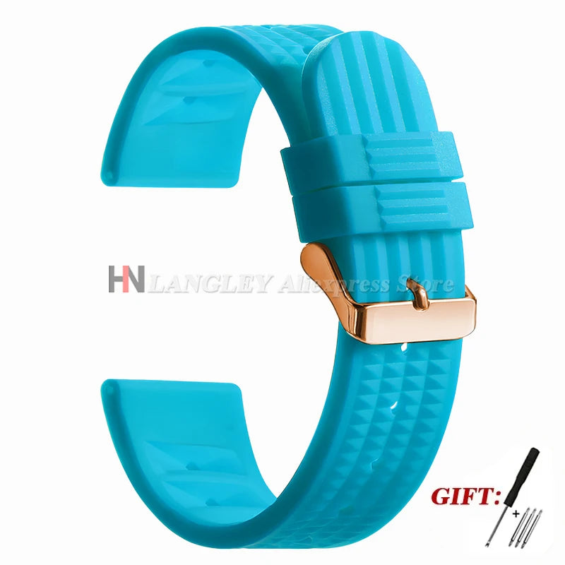 Soft Rubber Waffle Watch Band 20mm 22mm for Seiko for Rolex Water Ghost Sport Silicone Wristband Men's Replacement Strap Premium