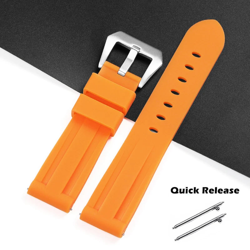 20 22mm Strap for Panerai PAM 24mm 26mm Watch Band for Omega for Seiko Quick Release Silicone Wristband for Casio Sport Bracelet