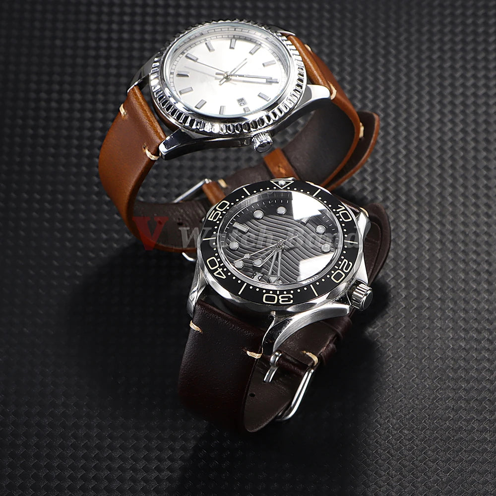 18mm 20mm 22mm Vintage Oil Wax Leather Watchband Wristband Stitching Cowhide Strap for Omega for Seiko Watch Band Accessories