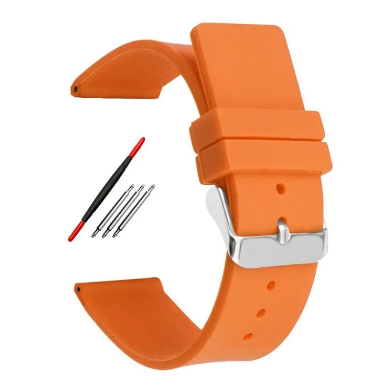 12 14mm 16mm 18mm 20mm 22mm 24mm Silicone Watch Strap Men Women Replace Bracelet Soft Rubber for Seiko for Huawei Watch Gt2/3/4