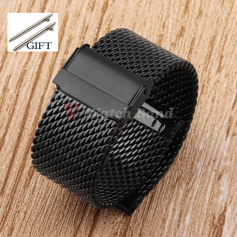 1.0mm Mesh Milanese Watchband Quick Release for DW Stainless Steel Bracelet for Omega Adjustable Straps for Seiko 18mm 20mm 22mm