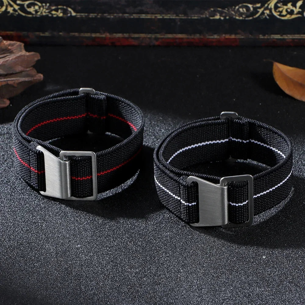 18/20/22mm Nylon Watchband for Seiko Army Military Woven Elastic Strap for French Troops Parachute Bag Universal Men Sport Band