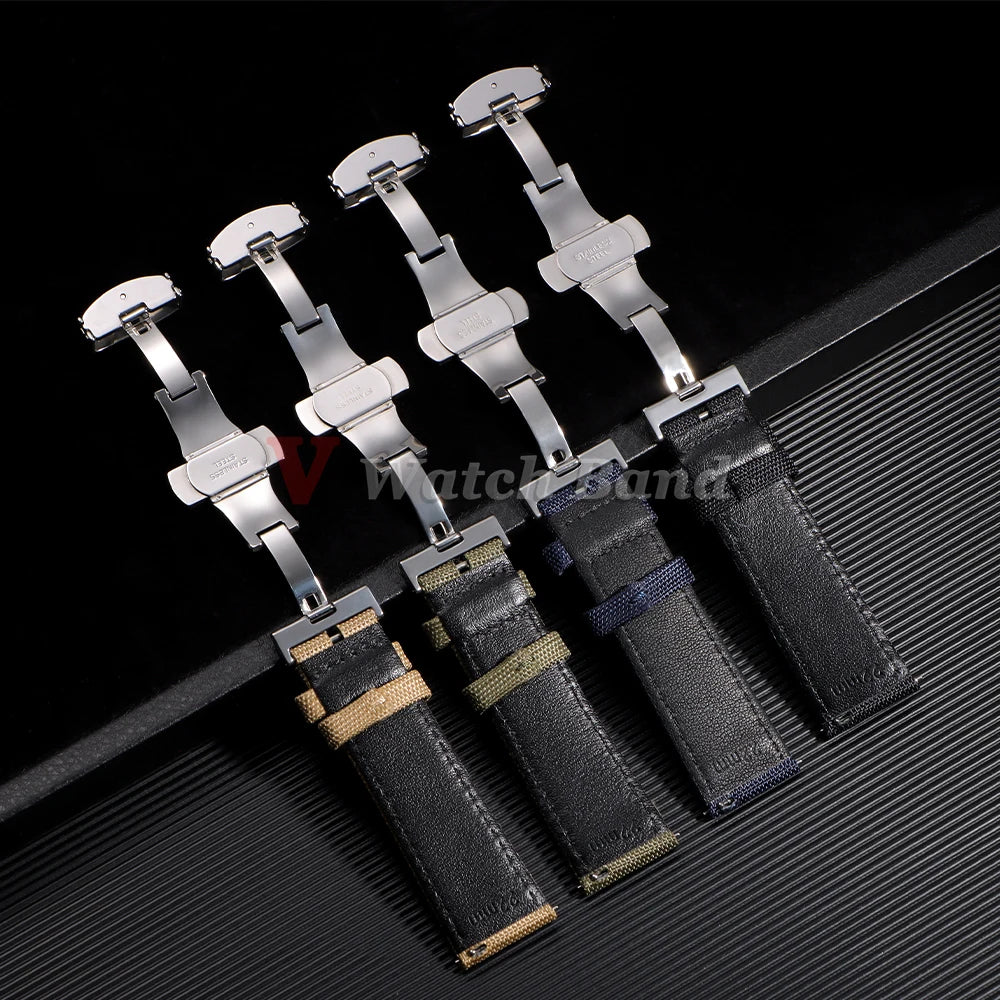 Sailcloth Watch Strap 20mm 22mm Nylon Bracelet for Omega for Seiko Business Men Women Butterfly Buckle Quick Release Watchband