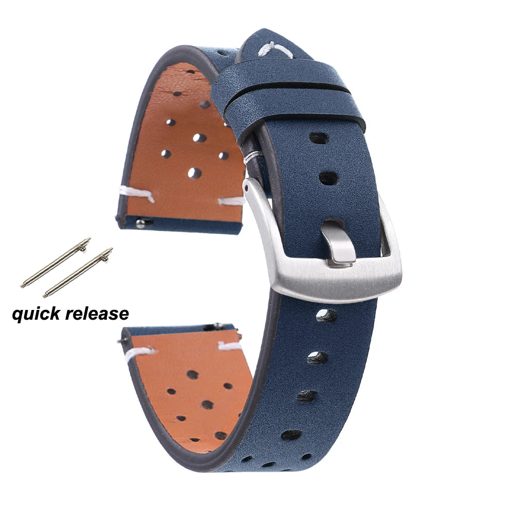 Breathable Retro Band Wristband for Samsung Galaxy Watch 6 5 4 Soft Genuine Cowhide Leather Strap for Seiko 20mm 22mm Bracelet