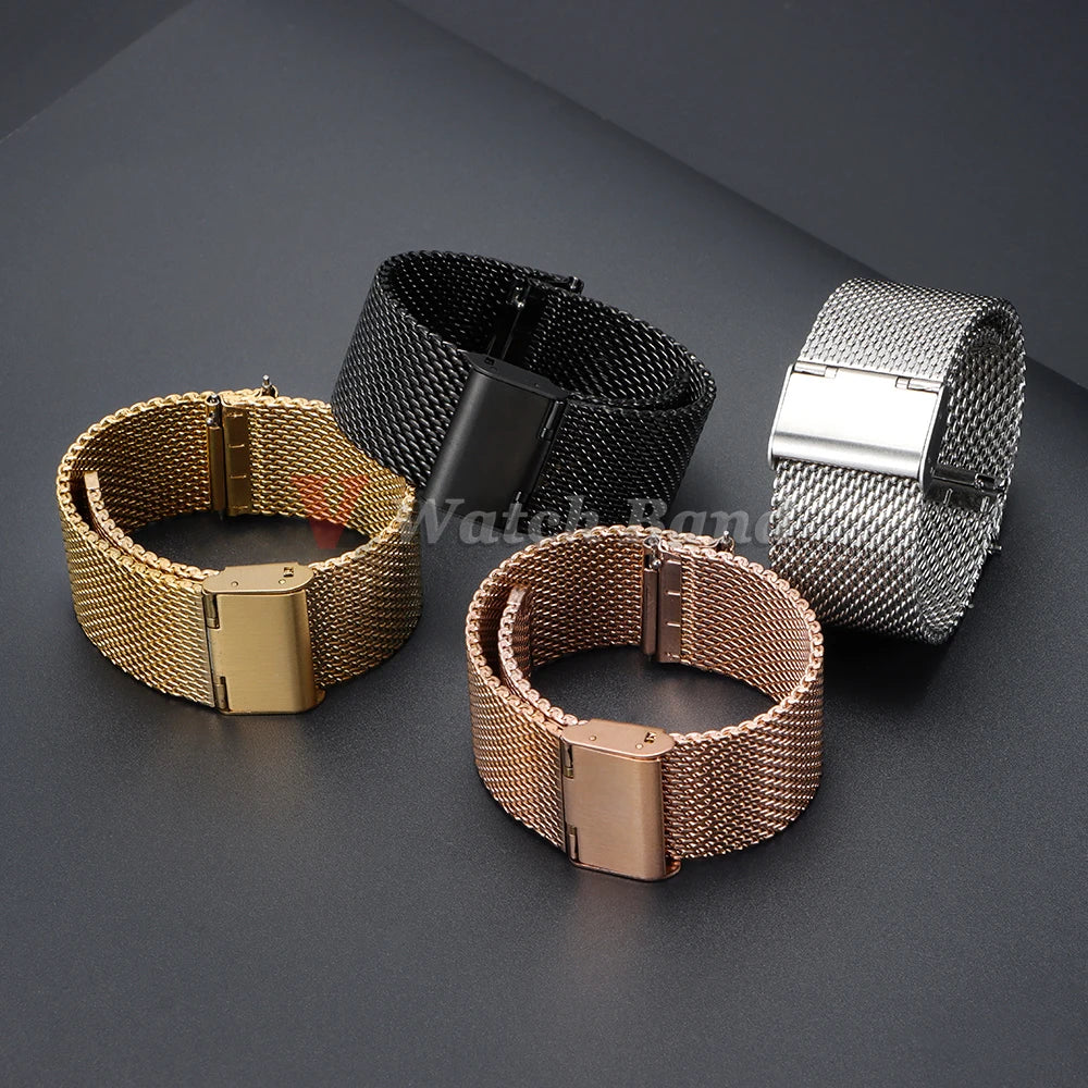 0.8 Mesh Milanese Stainless Steel Strap 18mm 20mm 22mm for DW 2mm Thickness Wire Strap Adjustable Length Watch Accessories