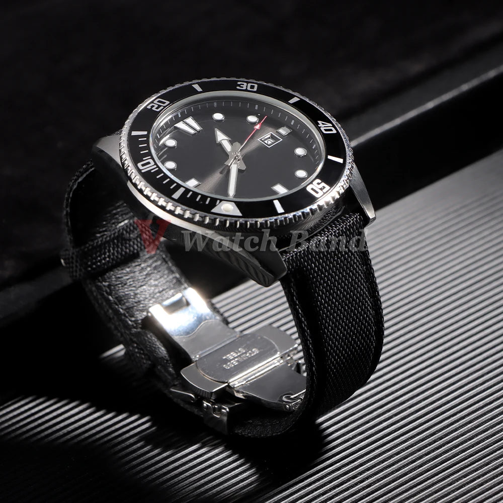 Sailcloth Watch Strap 20mm 22mm Nylon Bracelet for Omega for Seiko Business Men Women Butterfly Buckle Quick Release Watchband