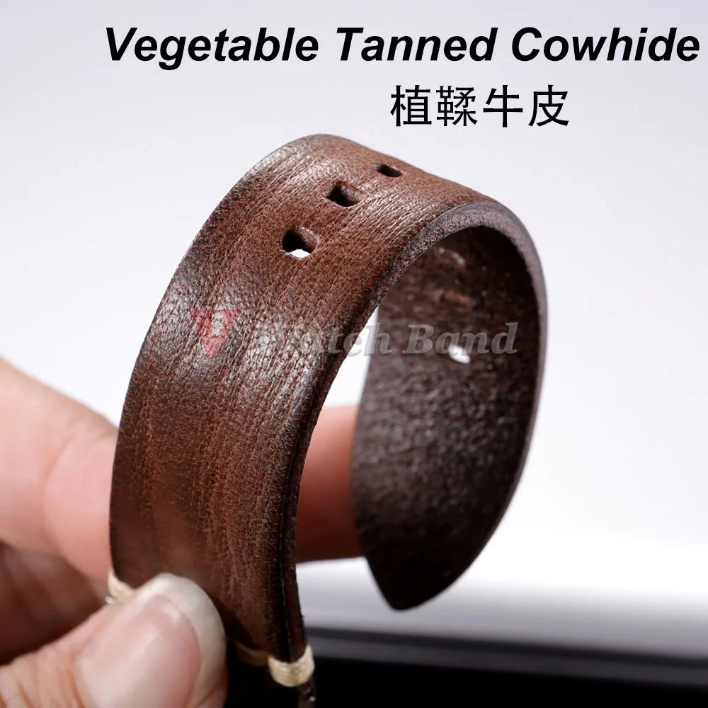 Stitching Calfskin Watch Strap 18mm 20mm 22mm 24mm for Samsung Vintage Cowhide Watchband for Tudor for Seiko Men Wrist Bracelet