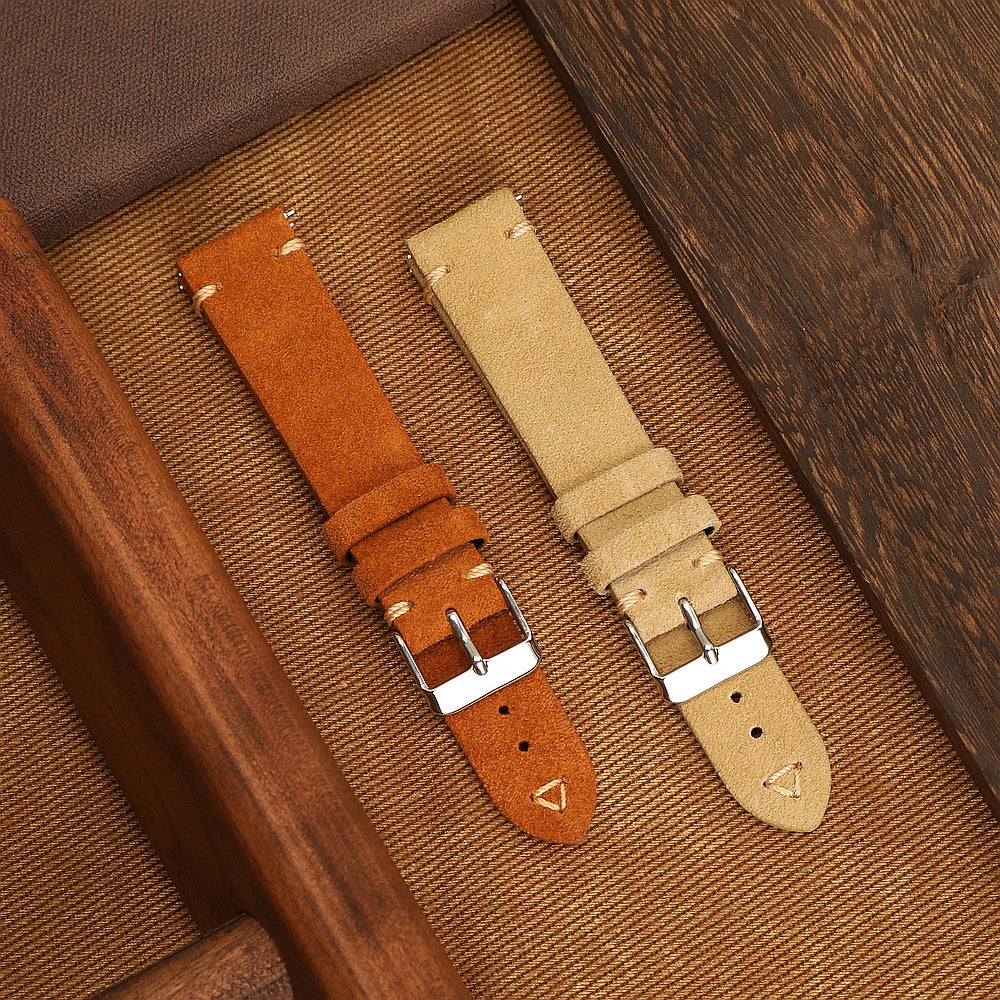 Suede Leather Strap for Seiko Watch Band Vintage Bracelaet Handmade Stitching Wristband 18mm 19mm 20mm 21mm 22mm 24mm Wristbelt