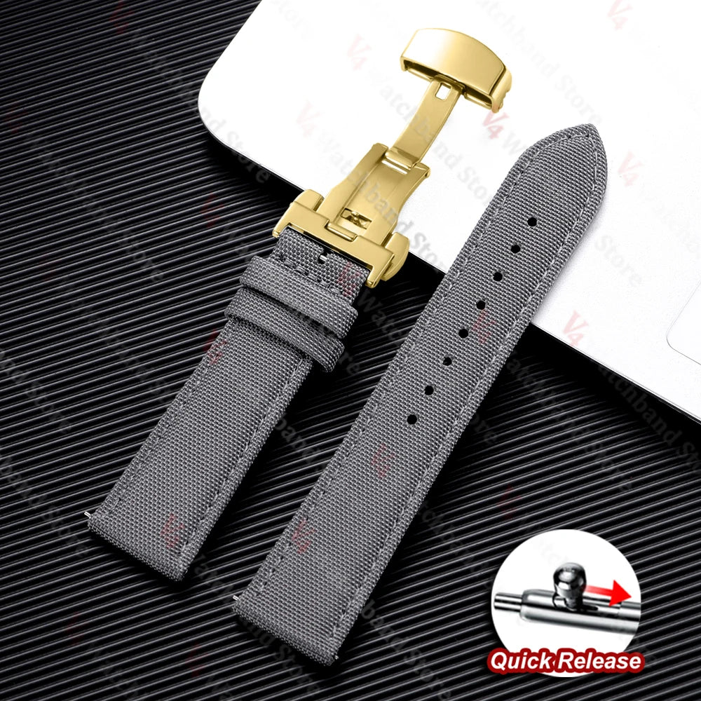 Sailcloth Strap 20mm 22mm for Rolex Nylon Watch Band for Seiko Men Sport Business Quick Release Green Butterfly Buckle Wristband