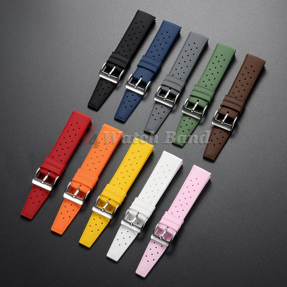 Quick Release Tropical Rubber Watch Strap 18mm 20mm 22mm for Seiko for Omega for Rolex Perfect Fit Flat End Universal Watchbands