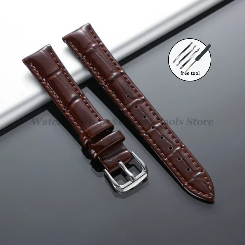 Leather Calfskin Strap Slub Pattern Watch Band 12/14/16/18/19/20/21/22mm for Seiko for Men Women Universal Watchband Accessories