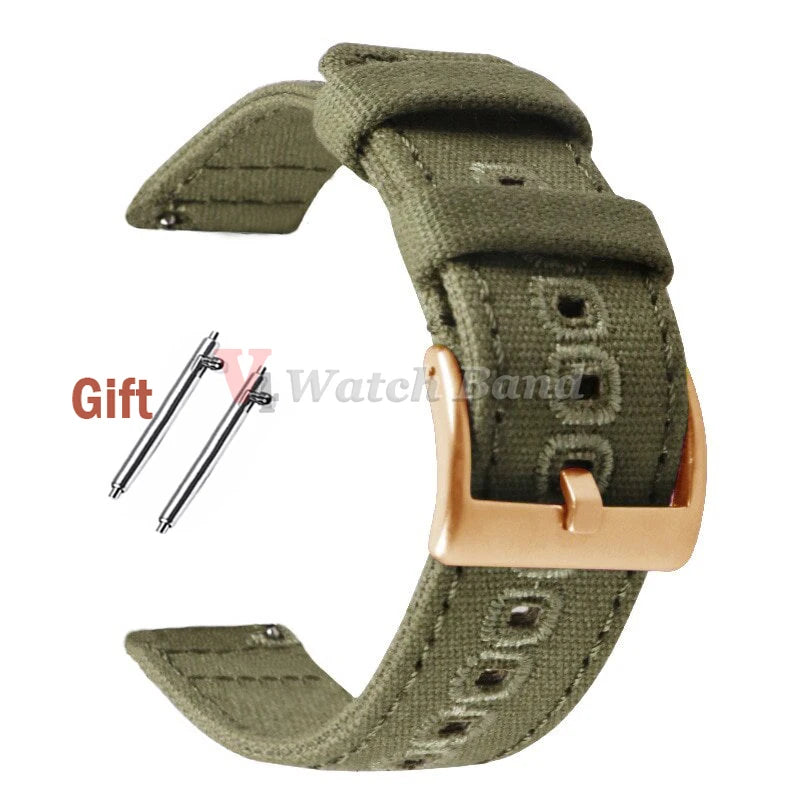 Quick Release Bracelet for Huawei Strap18mm 20mm 22mm Braided Canvas Watch Band for Samsung Galaxy 3/4 40mm 44mm Classic 46/42mm