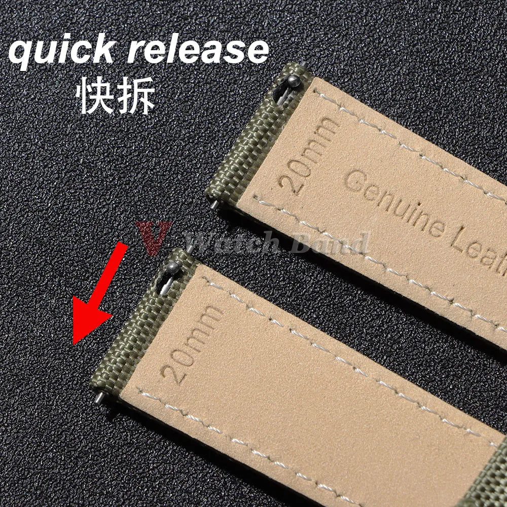 Nylon Cowhide Watch Band 20mm 22mm for Seiko Army Military Woven Strap Quick Release Wristband for Samsung Men Sport Watch Bands