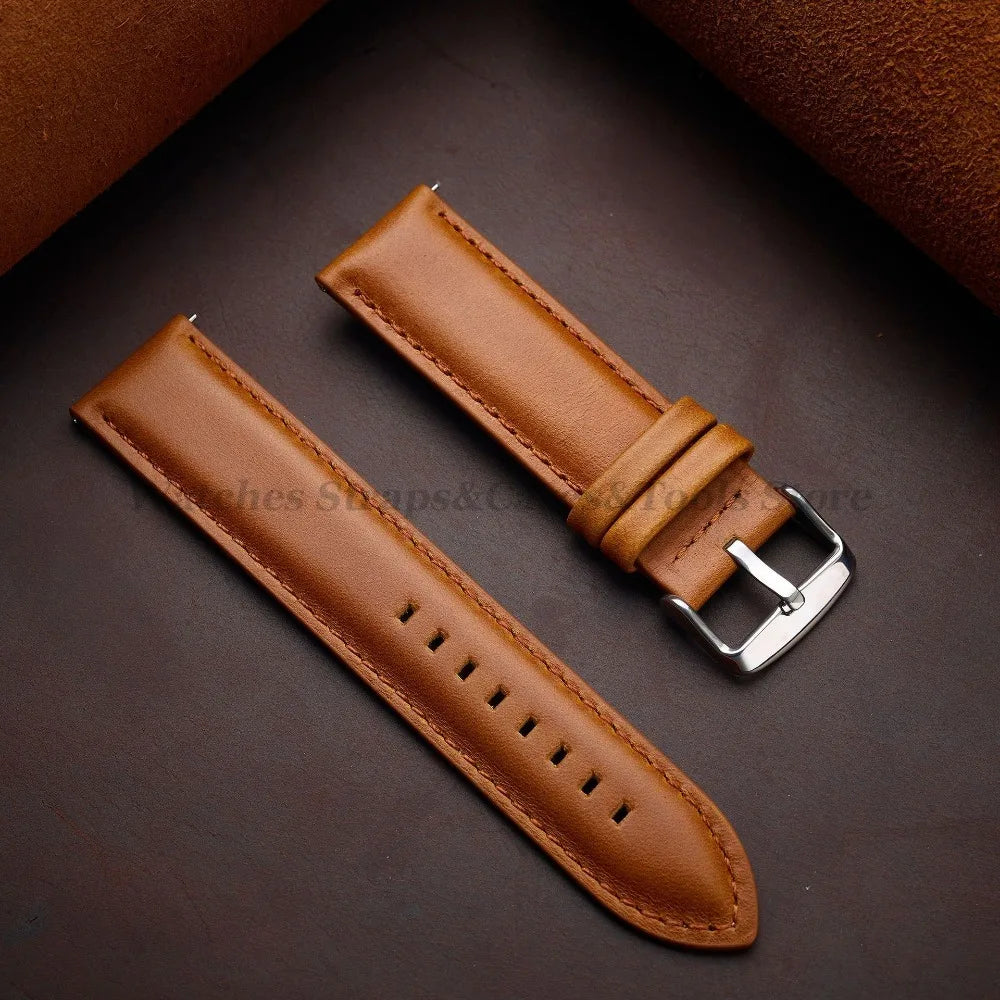 Quick Release Genuine Leather Watchband Strap 18mm 20mm 22mm 24mm 26mm for DW for Seiko Black Brown Wristband Men Women Bracelet