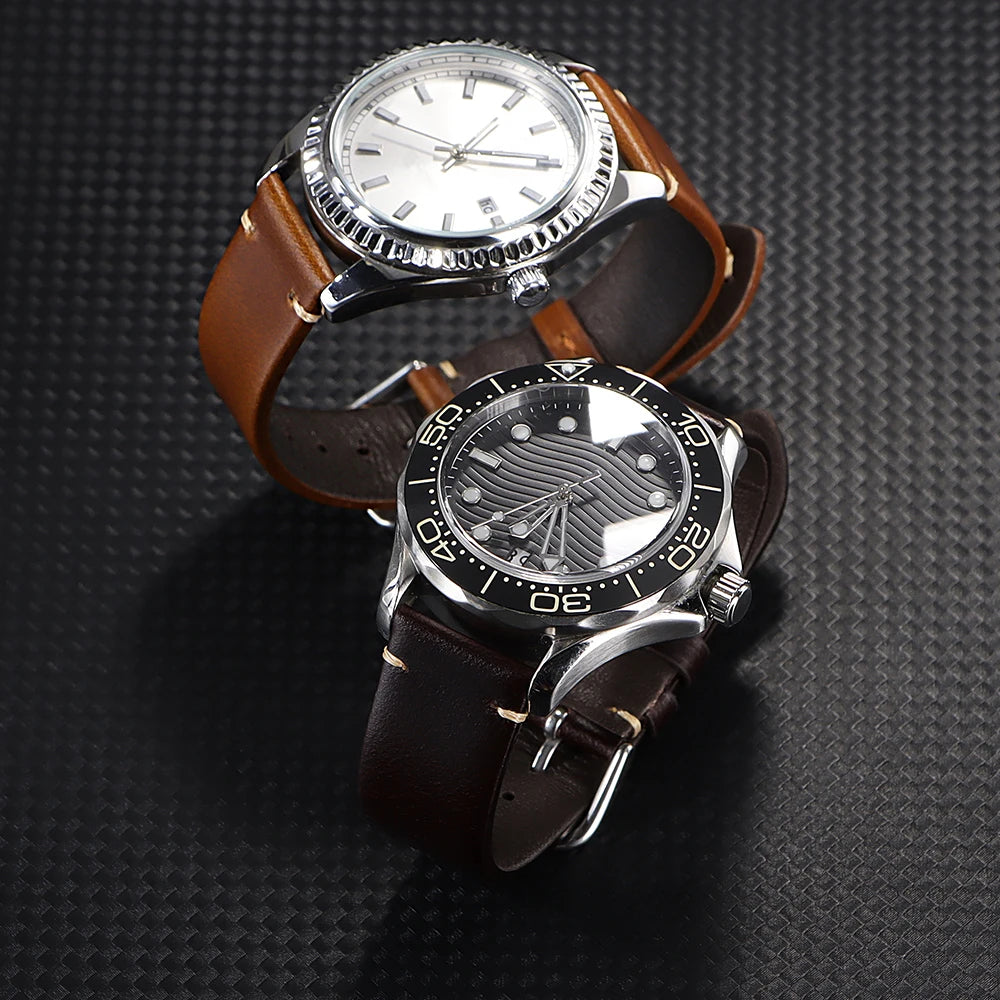 18mm 20mm 22mm Vintage Oil Wax Cowhide Watchband Wristband Stitching Calfskin Strap for Omega Replacement for Seiko Watch Band