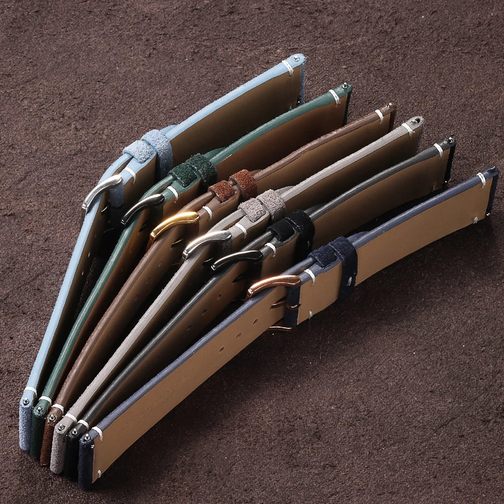 20mm 22mm Quick Release Watch Band Genuine Suede Leather Watch Strap Vintage Brown Grey Watchbands Wristband Men Accessories