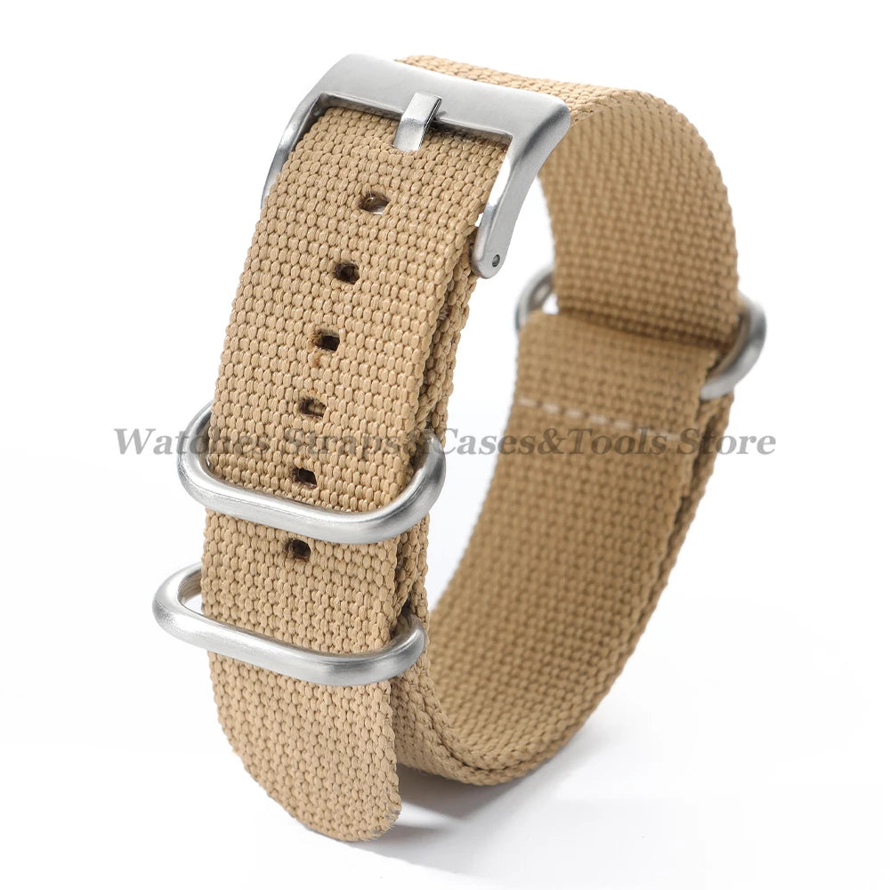 20mm 22mm Thicken Ribbed Nylon Watch Band Strap for Seiko for Military Casual Weave Men Women Sport Bracelet Silver Ring Buckle