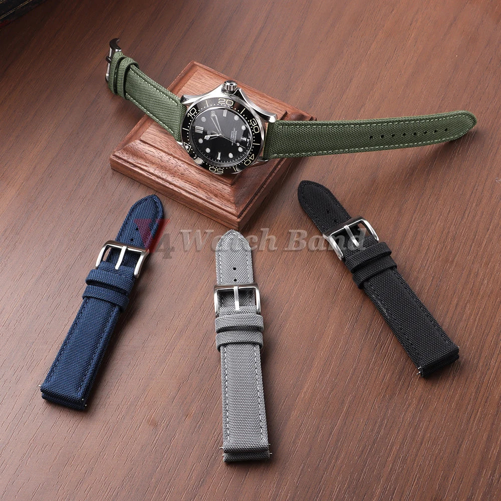 Nylon Watch Band for Seiko Army Military Canvas Woven Nylon Strap 20mm 22mm Quick Release Wristband Men's Sport Watch Bands