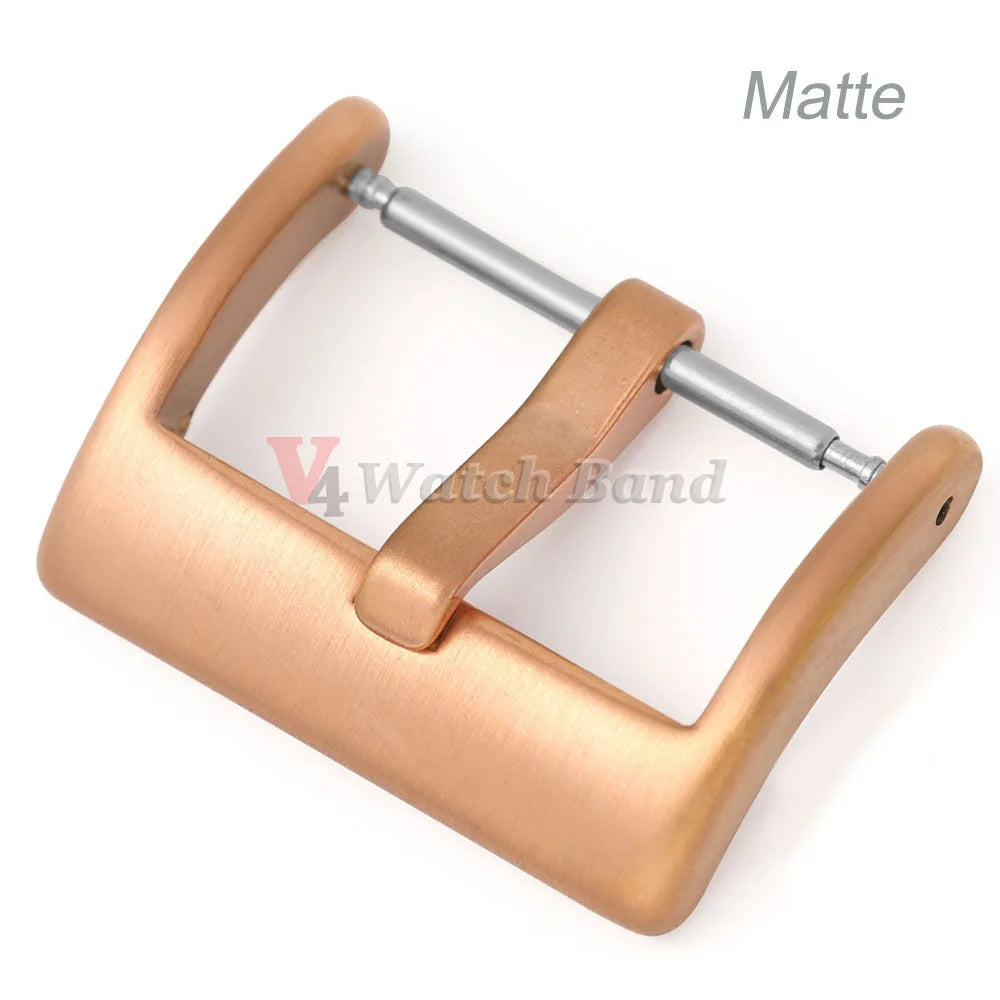 Matte Polished Clasp Watch Band Metal Buckle 16 18 20 22 24mm Silver Black Gold Steel Buckle Strap Solid Square Button for Seiko
