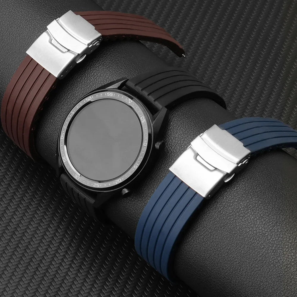 Watch Band For Seiko 18/20/22/24mm Tire Pattern Silicone Straps Rubber Universal Bracelet Quick Release Bracelet for Women Men