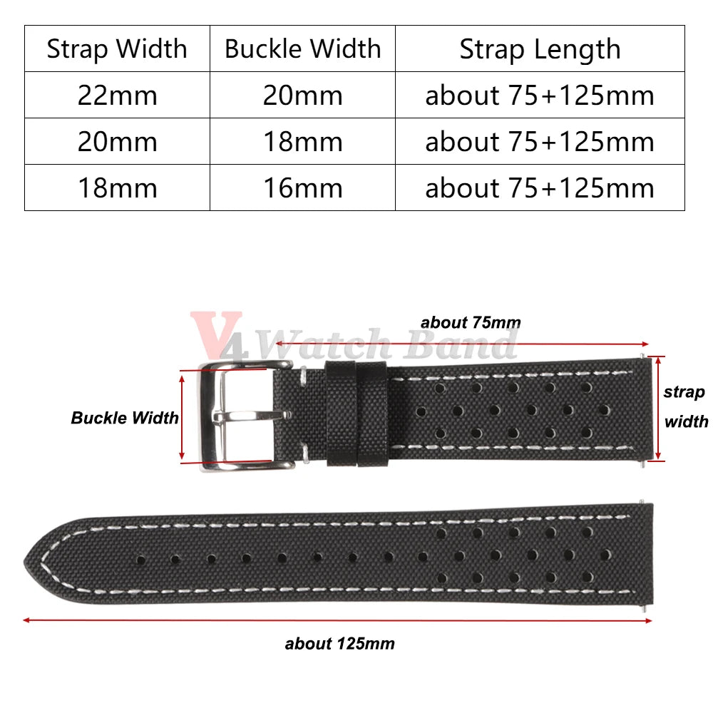 18/20/22mm Nylon Quick Release Waterproof Oxford Watchbands Sailcloth Straps for Omega for Blancpain for Seiko Watches Men Women