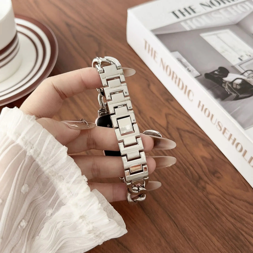 Stainless Steel Strap For Samsung Galaxy Fit 3 Metal Chain Band For Samsung Galaxy Fit 3 SM-R390 Cowboy Watchband Accessories