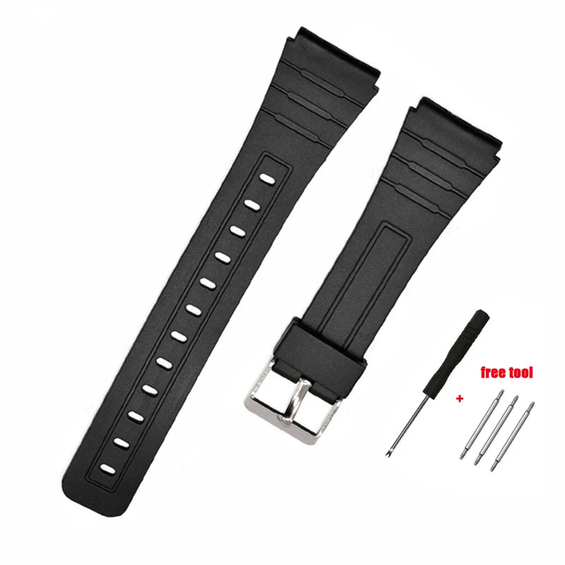 12 14 16 18 20 22mm Silicone Watch Strap for Casio W800H SGW400 F91W F84 F105/108 A158/168 AE1200/1300 Band PU Resin Bracelet
