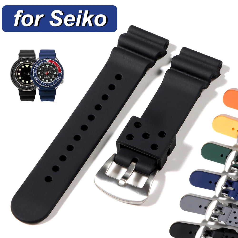 20mm 22mm Watch Band for Seiko Prospex SRP777J1 Waterproof Diving Silicone Bracelet for Seiko No.5 SKX007 SKX009 Sports Strap