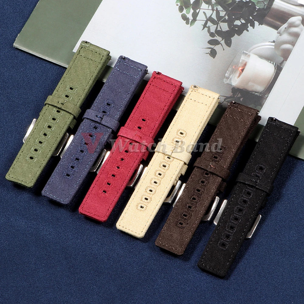 Quick Release Bracelet 18mm 20mm 22mm for Huawei Strap Braided Canvas Watch Band for Samsung Galaxy 3/4 40/44mm Classic 46/42mm