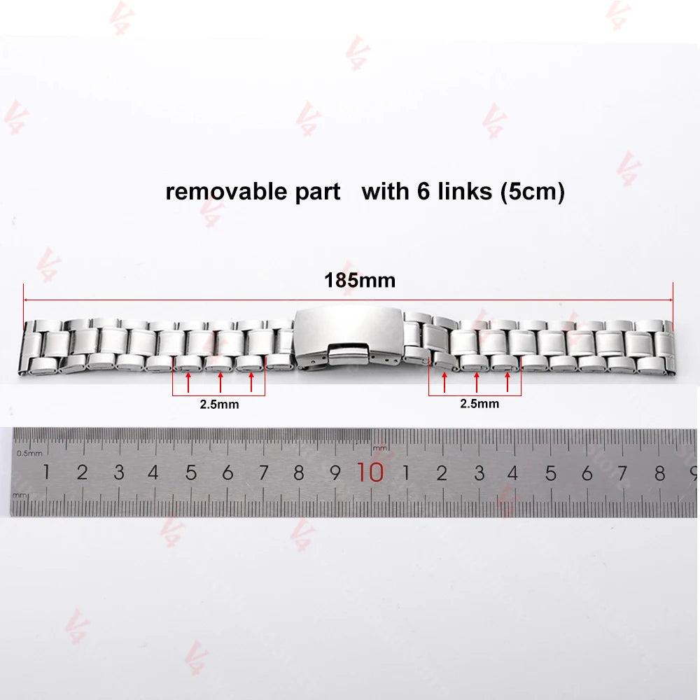 Universal Adjustable Watchband for Rolex Diving Metal Belt Bracelet for Omega 18/20/22mm Solid Stainless Steel Strap for Seiko