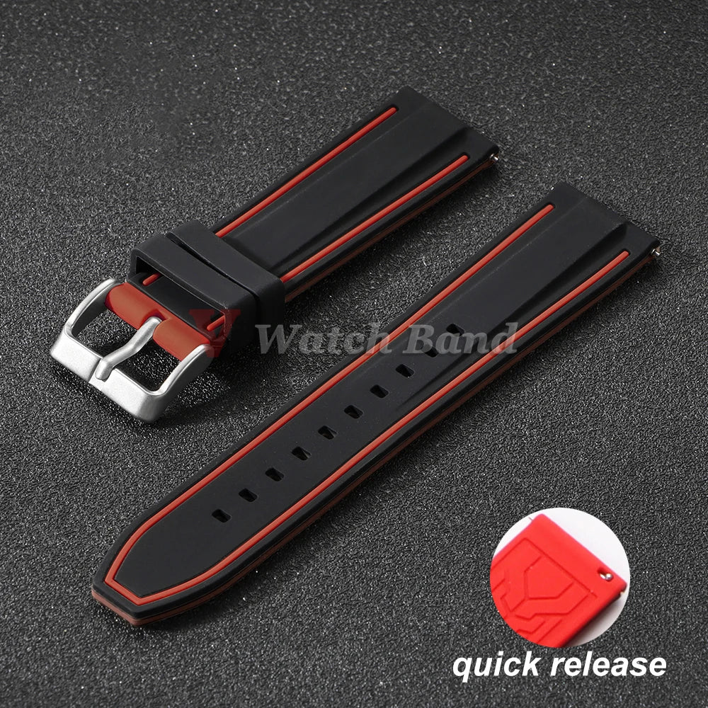 Silicone Watch Band 20mm 22mm 24mm Soft Quick Release Rubber Watch Straps for Samsung Galaxy for Garmin for Huawei Watch