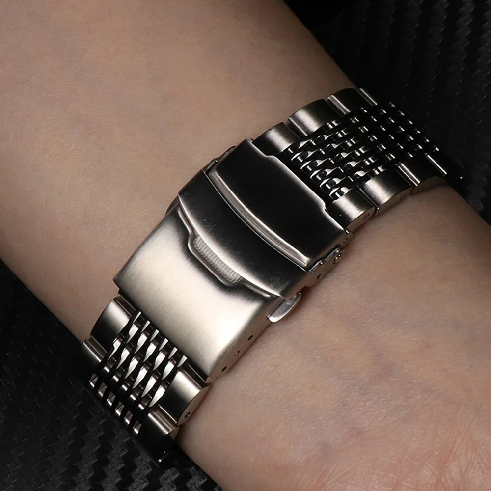 316L Stainless Steel Watch Band for Seiko Mesh Strap Folding Buckle Brushed Bracelet 18/20/22/24mm Watch Accessories