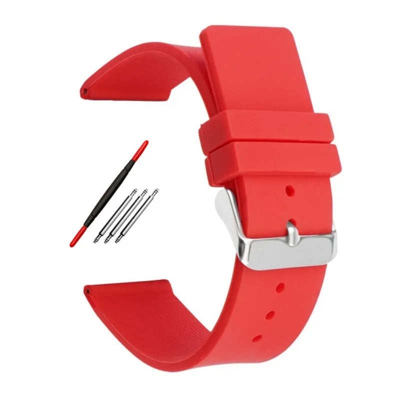 12 14mm 16mm 18mm 20mm 22mm 24mm Silicone Watch Strap Men Women Replace Bracelet Soft Rubber for Seiko for Huawei Watch Gt2/3/4