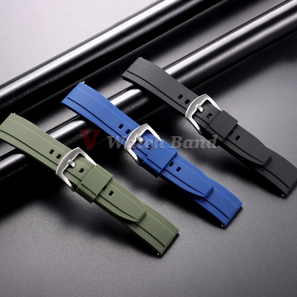 Watch Strap 20mm 22mm Universal Watch Band for Rolex for Omega Silicone Rubber Link Wrist Bracelet for Casio Soft for Smartwatch