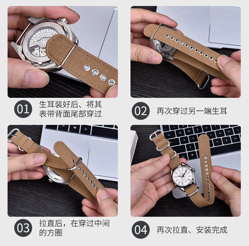 18mm 20mm 22mm Nylon Canvas Strap Band Ring Buckle for Omega Sport Universal Bracelet for Huawei Watch Gt2 Gt3 Watch Accessories