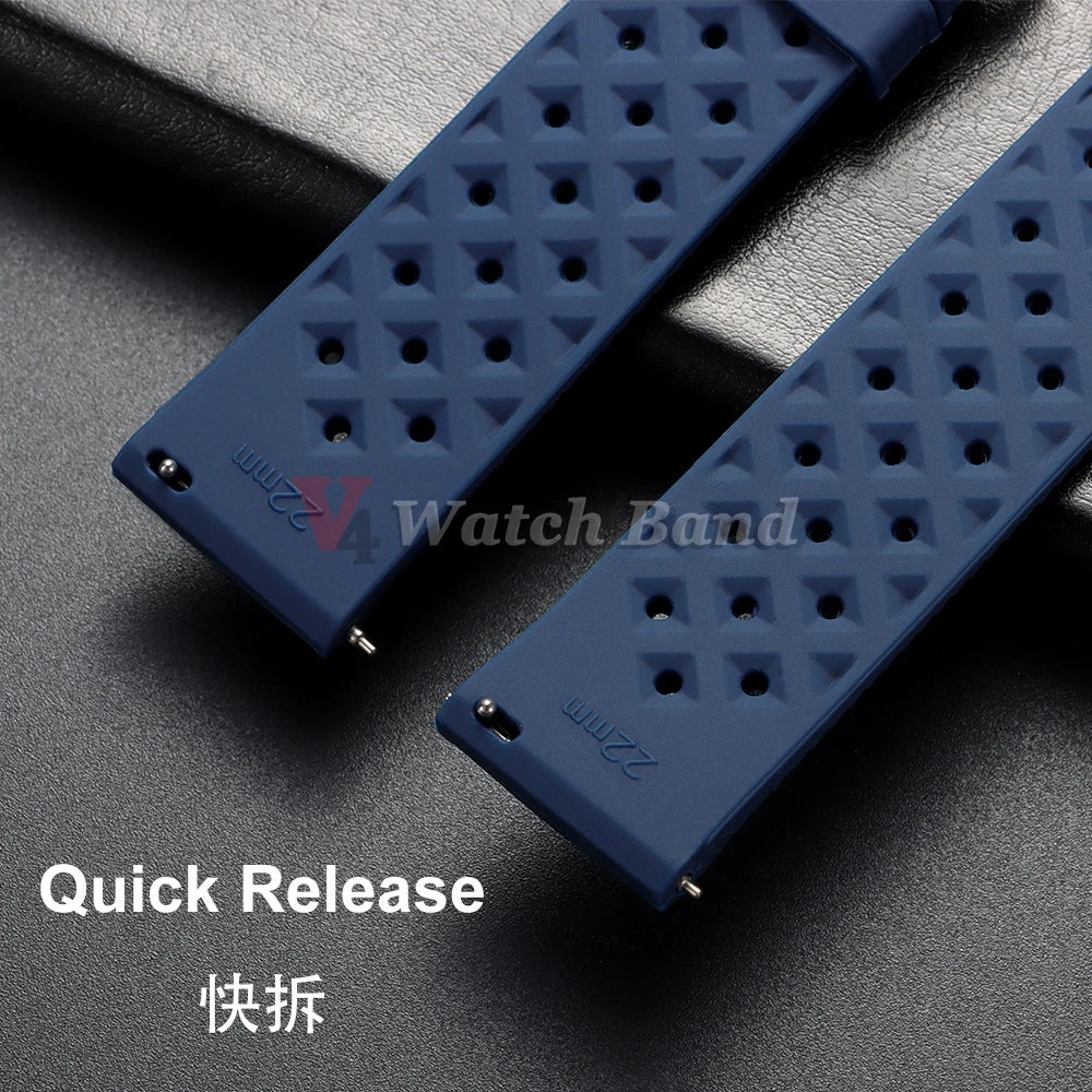 Quick Release Tropical Rubber Watch Strap 18mm 20mm 22mm for Seiko for Omega for Rolex Perfect Fit Flat End Universal Watchbands