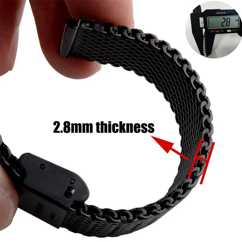 1.0 Mesh Milanese Strap for Seiko 18mm 20mm 22mm 24mm Quick Release Bracelet for DW Steel Band Mesh Strap Male Watch Accessories