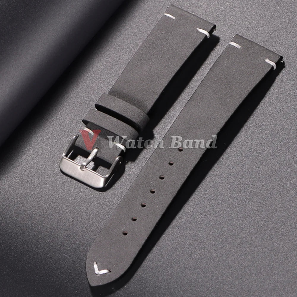20mm 22mm Quick Release Vintage Leather Watch Band Handmade Stitching Cowhide Strap for Omega for Seiko Smartwatch Wristband