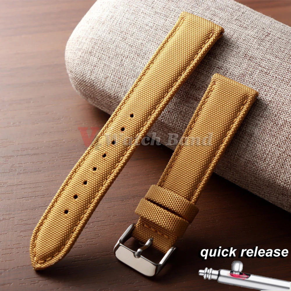 Sailcloth Strap for Omega Genuine Sailcloth Watch Band Premium Two Sided Nylon Quick Release Bracelet 20mm 22mm Sport Wristbelt