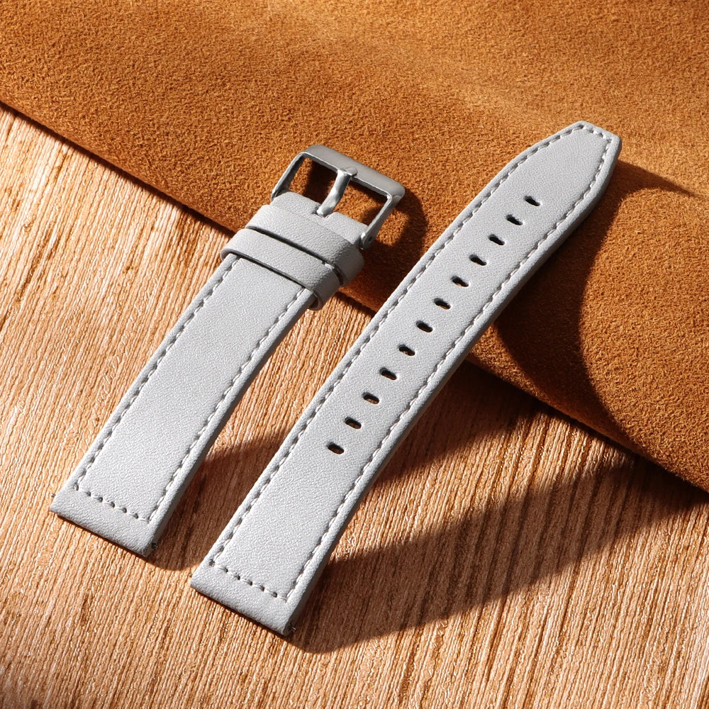 20mm 22mm Leather Strap for Samsung Galaxy Watch 7/6/5/4 40 44mm Gear Band Vintage Bracelet for Xiaomi Redmi Watch 3 Lite/Active