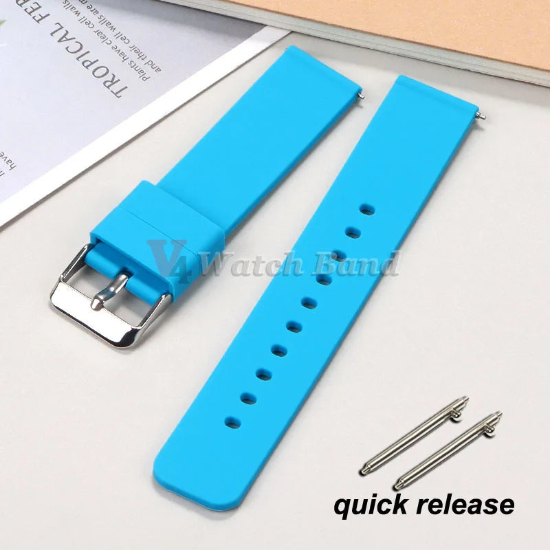 10/12/14/15/16/18/19/20/21/ 22/24mm Quick Release Silicone Strap for Samsung Galaxy Watch 3 4 5  for Huawei GT2/GT3 Smart Watch